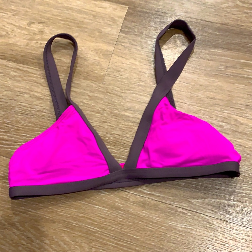 Lspace colorblock magenta bikini top medium
